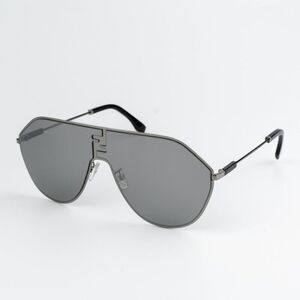 NEW Fendi FE40080U FF MATCH 12C Ruthenium Smoke Mirror Unisex Round Sunglasses